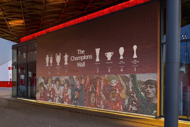 利物浦在安菲尔德球场启动冠军之墙