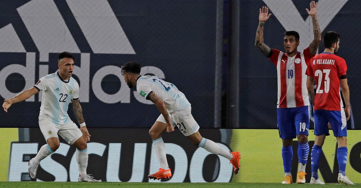 世界杯足球入选赛， 梅西进球无效 阿根廷战平巴拉圭